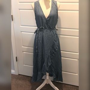Blue jean v neck maxi dress